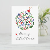 Carte Pine Holly Wreath Business Christmas (Debout devant)
