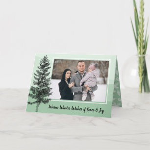 Carte Pine rustique Arbre Monnaie de vacances Salutation