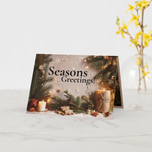 Carte Pine Tree 5 Image Holiday Card (Fleur jaune)