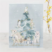 Carte Pine Tree Forest Aquarelle Noël (Fleur jaune)