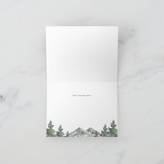 Carte Pine Tree Forest Mountain Thème Mariage Merci (Intérieur)