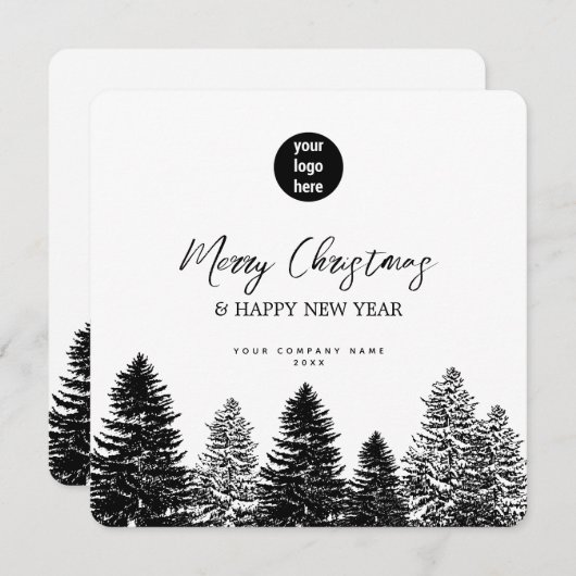 Carte Pine Tree Holiday Entreprise Entreprise QR Code Lo (Devant / Derrière)