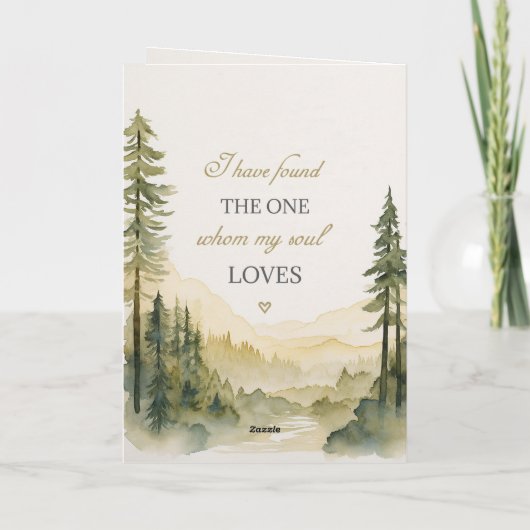 Carte Pine Trees Bible chrétienne Mariage Félicitations (Dos)