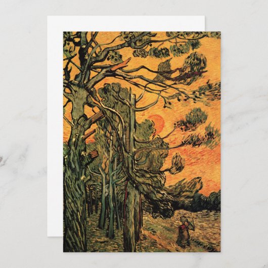 Carte Pine Trees Red Sky Setting Soleil par Vincent van  (Devant / Derrière)