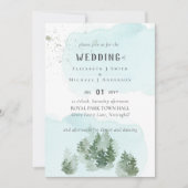 Carte Pine Trees Teal and Sage Wedding (Devant)