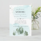 Carte Pine Trees Teal and Sage Wedding (Debout devant)