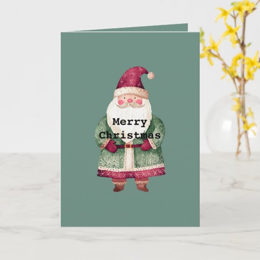 Carte Pine vert rouge Joyeux Noël Père Noël (Fleur jaune)