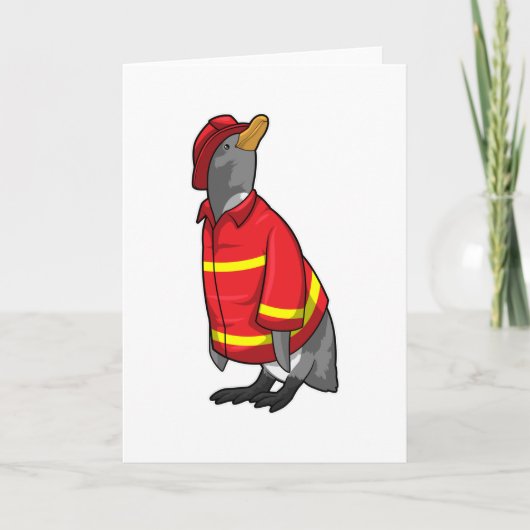 Carte Pingouin as Firefighter with Helmet (Devant)