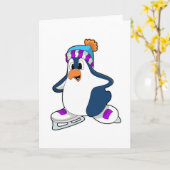 Carte Pingouin at Ice skating with Ice skates (Fleur jaune)