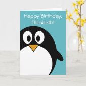 Carte Pingouin d'anniversaire personnalisable (Fleur jaune)