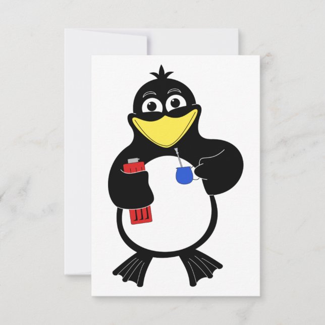 Carte Pingouin de dessin (Devant)