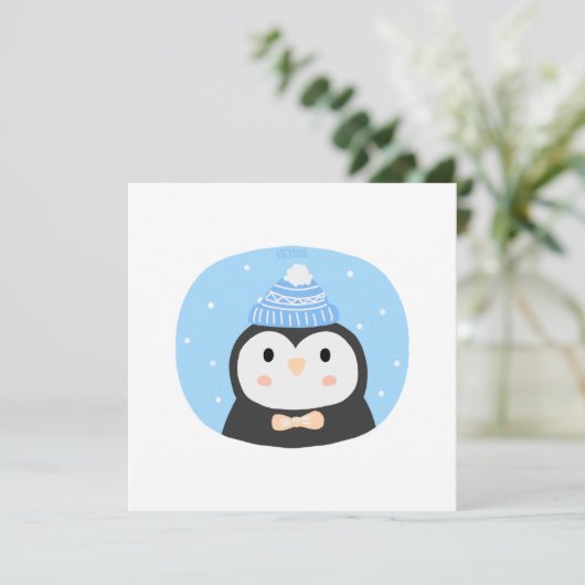 Carte Pingouin de Noël (Debout devant)