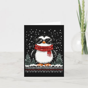 Carte Pingouin de Noël drôle avec Sungles laide Christma