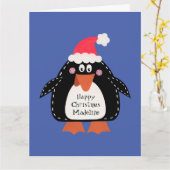 Carte Pingouin de Noël personnalisé (Fleur jaune)