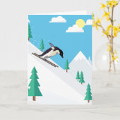 Carte Pingouin De Ski Drôle Un Sur Un Million De Merci (Fleur jaune)