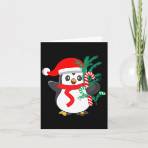 Carte Pingouin mignon tenant un animal de Noël Sucre de