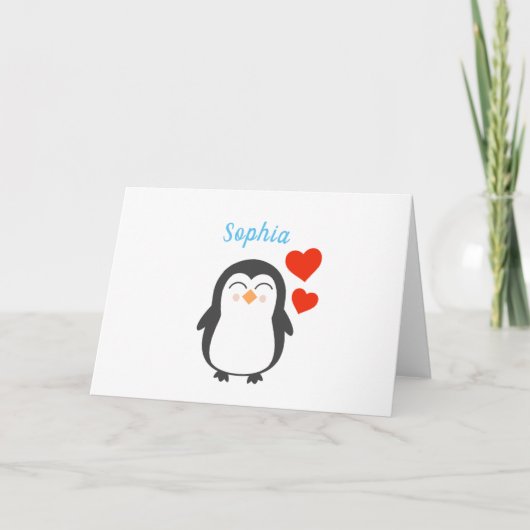 Carte Pingouin personnalisé mignon (Devant)