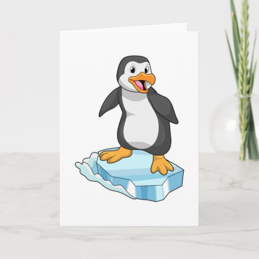 Carte Pingouin sur glace floc (Devant)