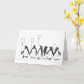 Carte Pingouins avec ballons d'anniversaire (Fleur jaune)