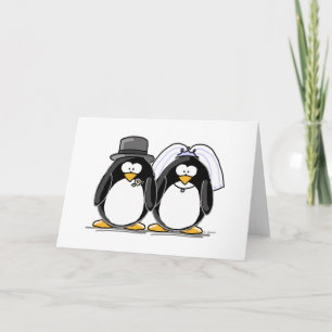 Carte Pingouins de jeunes mariés