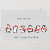 Carte Pingouins d'hiver de texte personnalisé (Devant / Derrière)