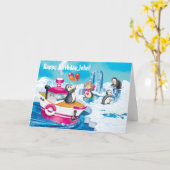 Carte pingouins en Antarctique (Fleur jaune)