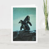 Carte Pingouins sur le rocher (Devant)