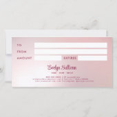 Carte Pink Agate Faux Foil Certificat cadeau (Dos)