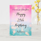 Carte Pink and Blue Bokeh 25th Birthday (Fleur jaune)