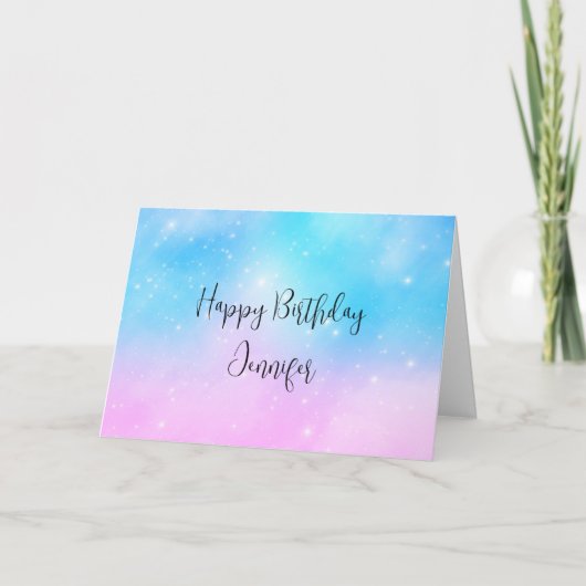 Carte Pink and Blue Pastel Gradient Sky Anniversaire (Devant)