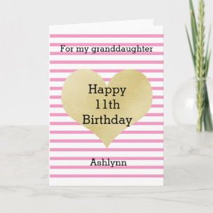 Carte Pink and Gold 11e anniversaire Grandgirl