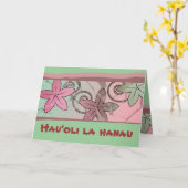 Carte Pink and Green Hawaiian Happy Birthday Card (Fleur jaune)