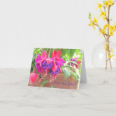 CARTE PINK AND PURPLE FUCHSIA CASCADING FROM CLAY POT (Fleur jaune)