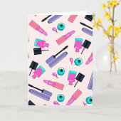 Carte Pink and Purple Make Up Cosmetics Pattern (Fleur jaune)