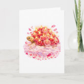 Carte Pink and red Birthday Roses Sulcata turtle cloud (Devant)
