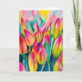Carte Pink aquarelle tulipe art (Devant)
