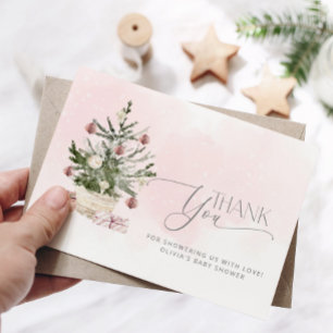 Carte Pink Baby son froid dehors baby shower merci