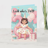 Carte Pink Balloons 'Look Who's TWO! Girl's 2nd Birthday (Devant)