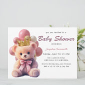 Carte Pink Bear Gold Crown C'est une fille (Debout devant)