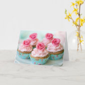 Carte Pink Birthday, Wedding Cup Cakes (Fleur jaune)