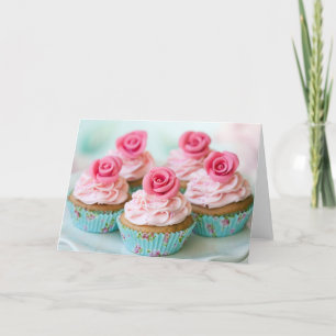 Carte Pink Birthday, Wedding Cup Cakes