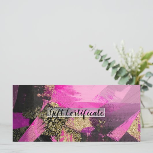 Carte Pink Black Gold Parties scintillant Certificat cad (Debout devant)