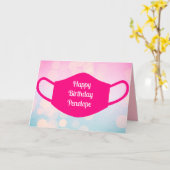 Carte Pink Blue Bokeh Quarantaine Anniversaire (Fleur jaune)