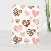 Carte Pink Blush Cream Leopard Hearts Birthday (Dos)