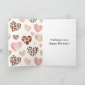 Carte Pink Blush Cream Leopard Hearts Birthday (Intérieur)