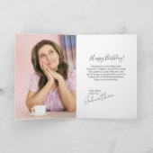 Carte Pink Blush Floral Photo Frame Birthday Greeting (Intérieur)