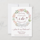 Carte Pink Boho Floral Wreath Be my Bridesmaid Card (Devant)