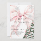 Carte Pink Bow Baby It's Cold Outside Baby Shower Invite (Devant)