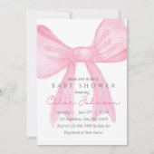 Carte Pink Bow Baby Shower Invitation–Editable Template (Devant)