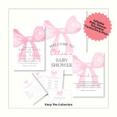 Carte Pink Bow Baby Shower Invitation–Editable Template